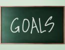 hand drawn goals business concept on green chalkboard sbi